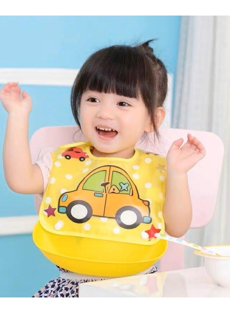 إيونتو مجموعة من 5 مرايل أطفال مع مصيدة طعام قابلة للفصل - مرايل تغذية مقاومة للماء وقابلة لإعادة الاستخدام للرضع والأطفال الصغار، تصميم للجنسين - Image 1