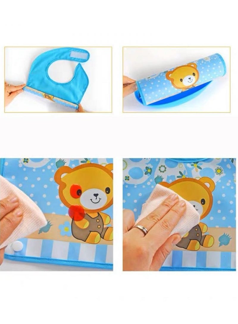 إيونتو مجموعة من 5 مرايل أطفال مع مصيدة طعام قابلة للفصل - مرايل تغذية مقاومة للماء وقابلة لإعادة الاستخدام للرضع والأطفال الصغار، تصميم للجنسين - Image 4