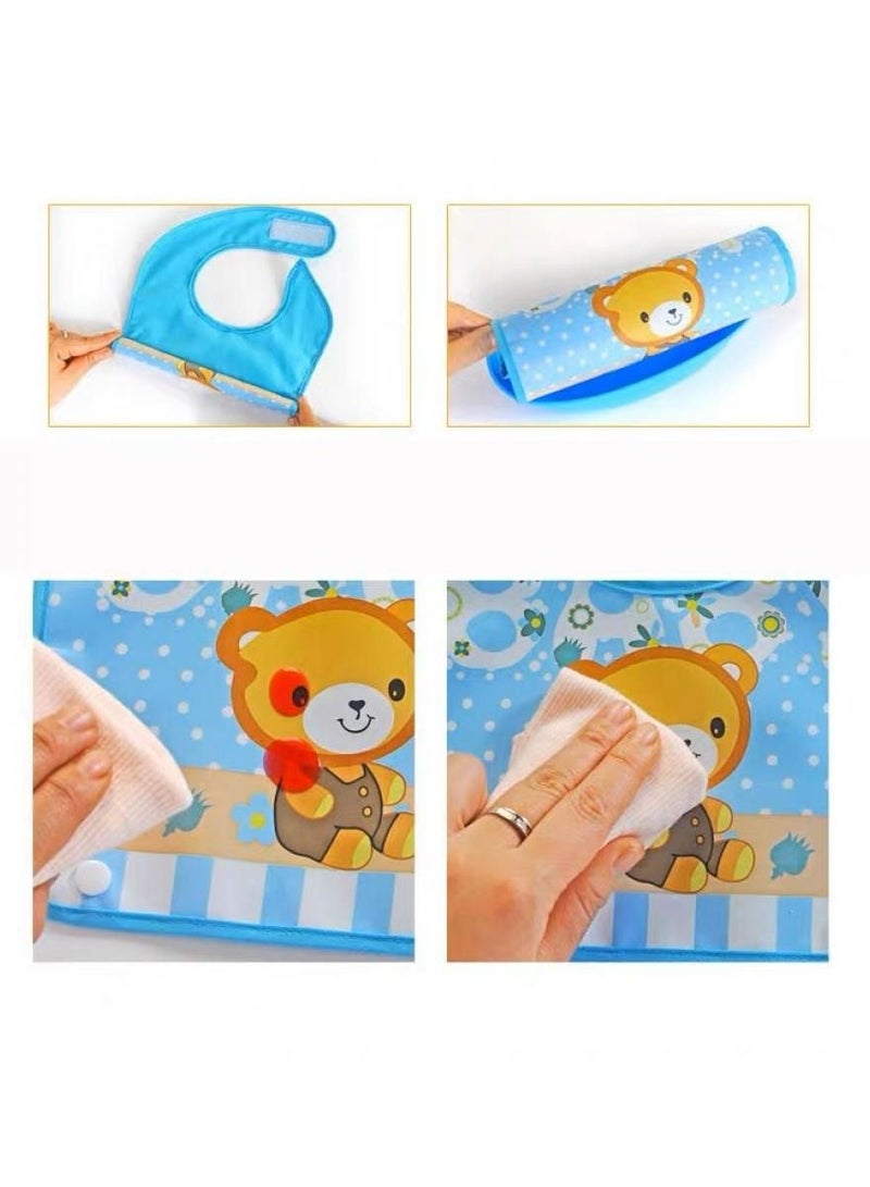 AIWANTO 5Pcs Detachable Baby Bibs With Drip Collector for Babies & Toddlers Bibs for Baby Feeding Food Time Bibs for Boys and Girls Clean With Waterproof Pouch Random Colour  - Image 4