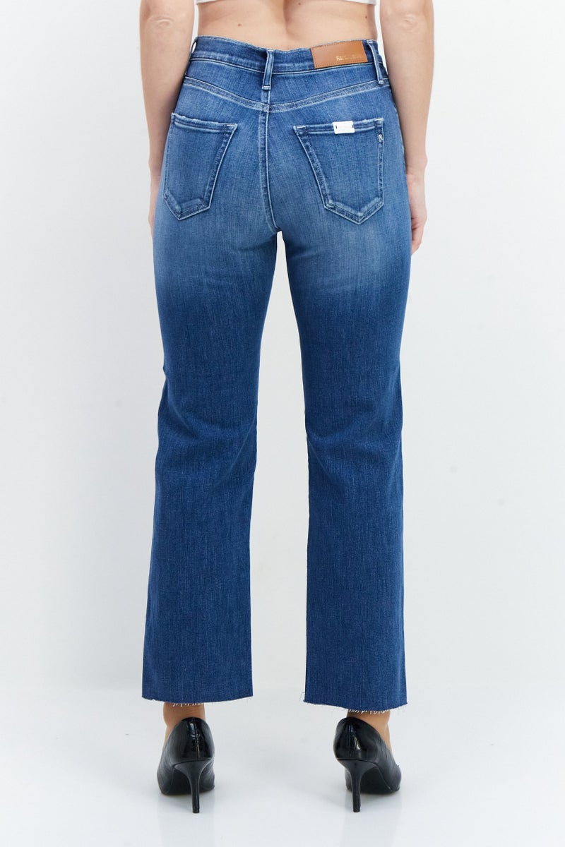 Replay Women Regular Fit Washed Stretchable Jeans, Medium Blue - Image 4