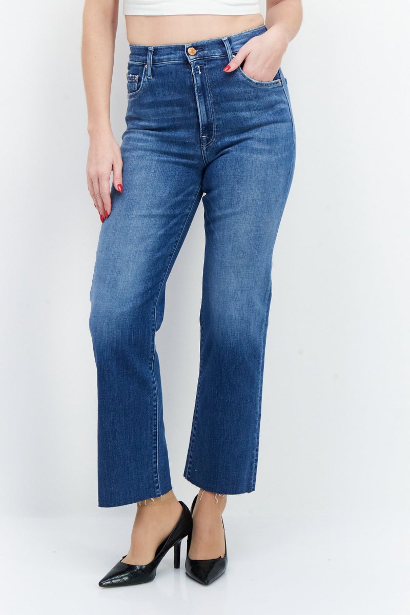 Replay Women Regular Fit Washed Stretchable Jeans, Medium Blue - Image 1