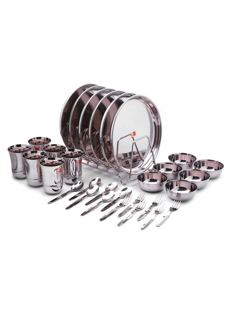 KCL KCL Stainless Steel Dinner SetDinnerwareLunch SetThali Set 30 Pieces 