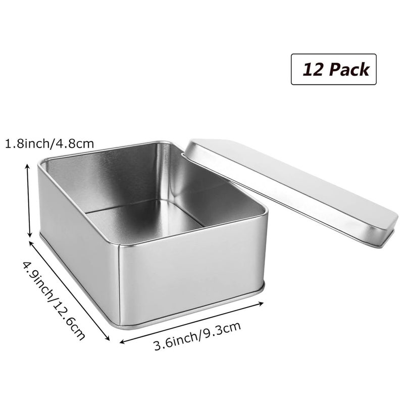 Rhblme 12 Pack Tin Box  4.9 X 3.6 X 1.8 Inches Metal Box Cookie Tins With Lids  Large Multipurpose Tin Can Storage Container For Crafts Jewelry Cookies Pills Gifts Pencils Small Items And More - Image 2