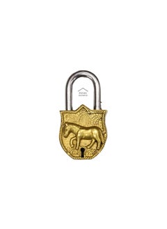 BHAVIKA DECOR BHAVIKA DECOR Brass Horse Padlock Vintage Style Antique Horse Shape Security Lock Functional Pad Lock with 2 Keys Golden  - Image 4