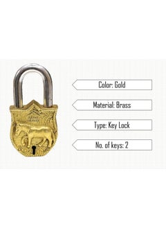 BHAVIKA DECOR BHAVIKA DECOR Brass Horse Padlock Vintage Style Antique Horse Shape Security Lock Functional Pad Lock with 2 Keys Golden  - Image 2