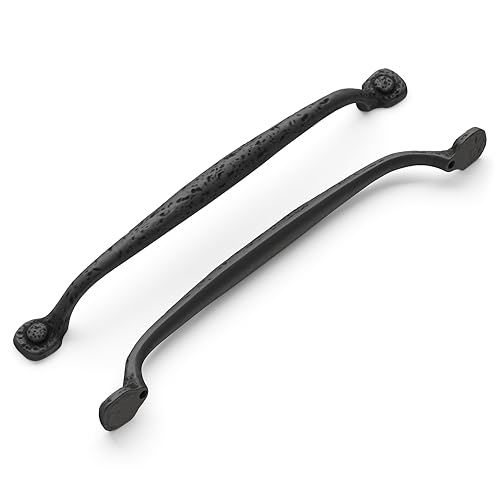 Hickory Hardware 1 Pack Solid Core Kitchen Cabinet Pulls, Luxury Cabinet Handles, Hardware for Doors & Dresser Drawers, 8-13/16 Inch (224mm) Hole Center, Black Iron, Refined Rustic Collection - Image 1
