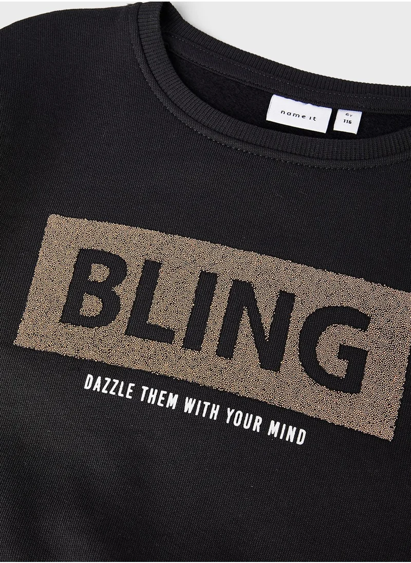 NAME IT Kids Bling Cropped Sweatshirt