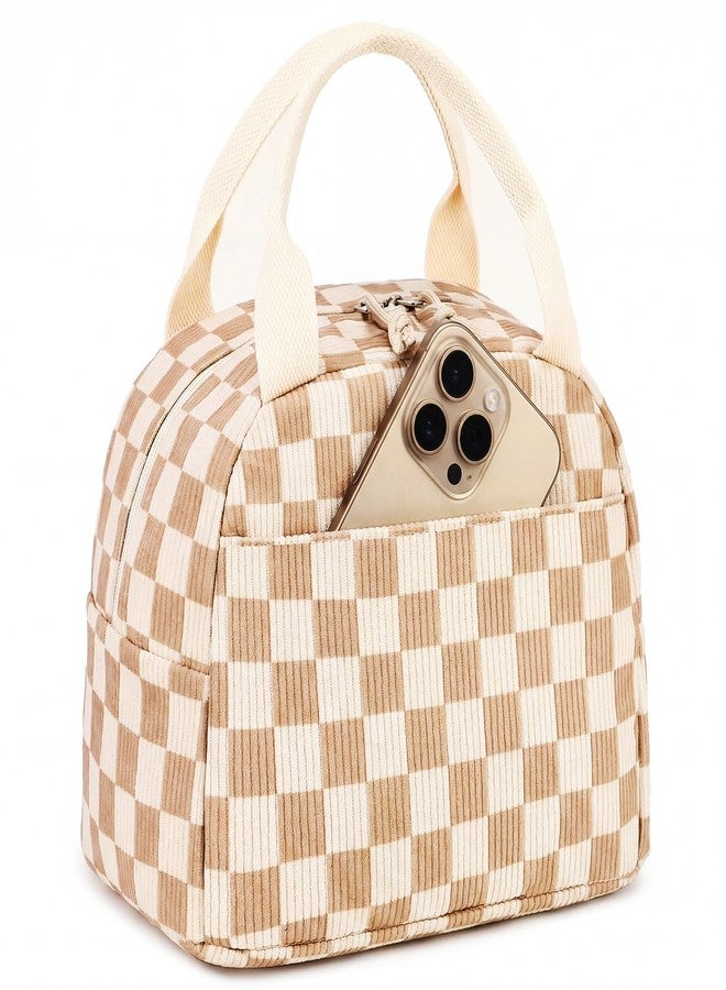 LEDAOU Lunch Box for Women Insulated Lunch Bag Corduroy Lunch Tote Bags Leakproof Cooler Lunch Case for Travel Work Picnic - Image 1