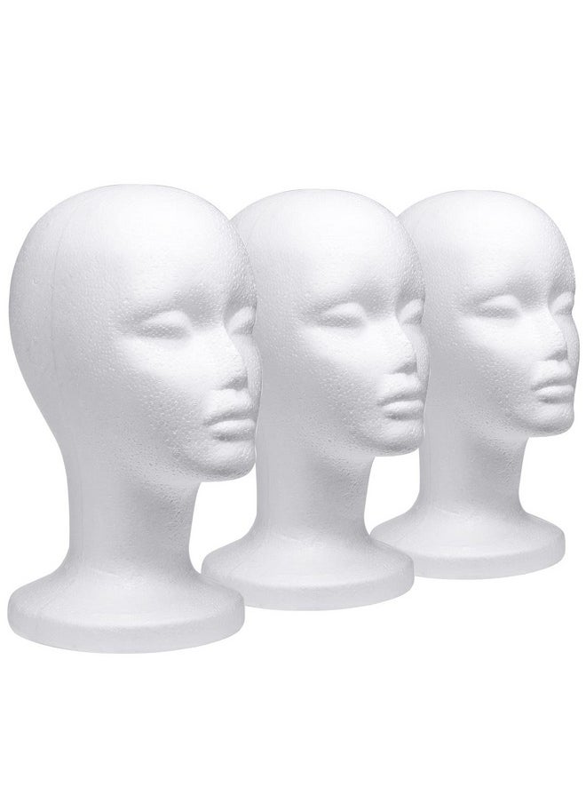 Foraineam 3 Pack 12 Inch Foam Head Female Foam Wig Head Mannequin Manikin Cosmetics Model Head Wigs Display Holder Hats Glasses Hairpieces Stand  - Image 5