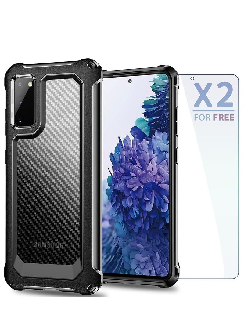 SYOSI Compatible with Samsung Galaxy S20 FE Case Carbon Fiber Shockproof Protective Cover with Screen Protector x2 Military Grade Drop Protection  For Samsung S20 FE 5G Case 6.5"Black - Image 5