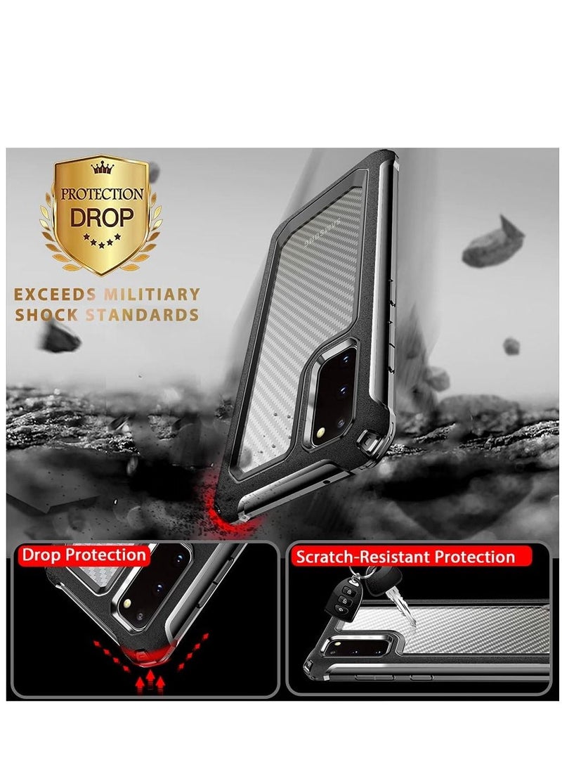 SYOSI Compatible with Samsung Galaxy S20 FE Case Carbon Fiber Shockproof Protective Cover with Screen Protector x2 Military Grade Drop Protection  For Samsung S20 FE 5G Case 6.5"Black - Image 4