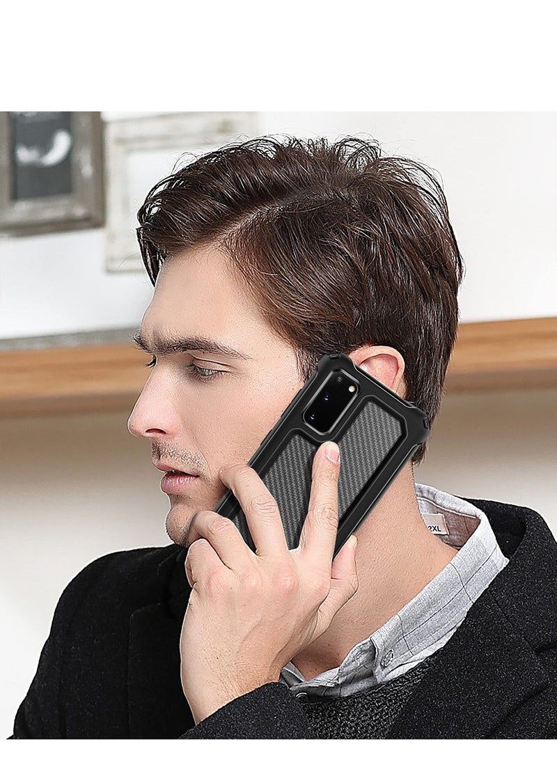 SYOSI Compatible with Samsung Galaxy S20 FE Case Carbon Fiber Shockproof Protective Cover with Screen Protector x2 Military Grade Drop Protection  For Samsung S20 FE 5G Case 6.5"Black - Image 3