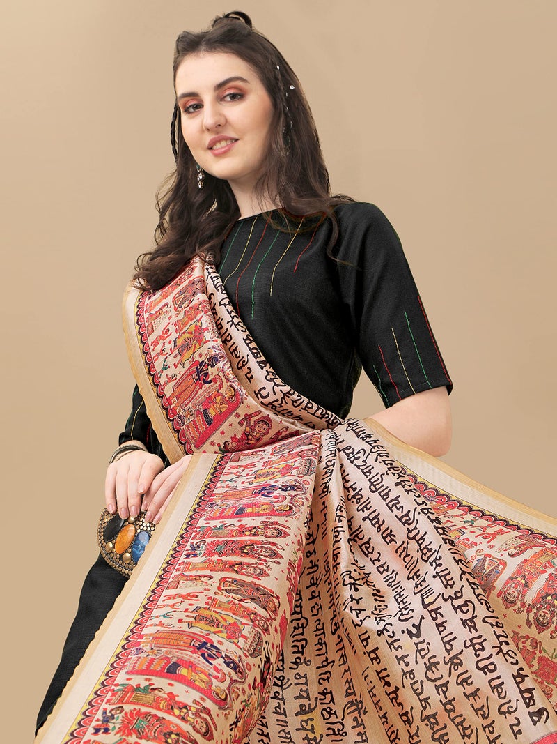 EthnicJunction Women's Solid & Shtriped work Cotton Kurta Pant with Dupatta set (B31-Bharat-Black_M_Y_Black) - Image 5
