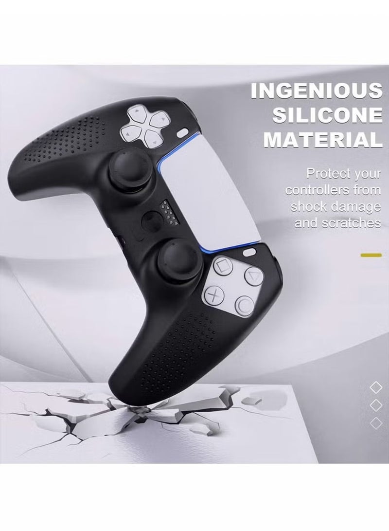 1 Set Controller Cover Skin Case + 8 Thumb Grips Set Compatible with Sony PS5 Playstation 5 - Protective Soft Silicone Gel & Anti-Slip Stick Caps Accessories for Video Games Gamepad Black  - Image 5