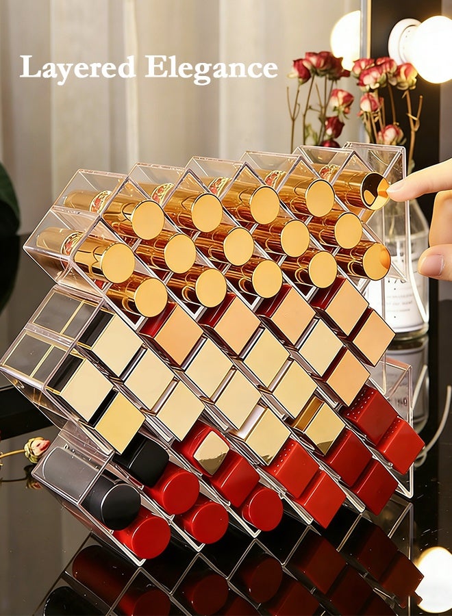 منظم مكياج عمودي ذو 16 فتحة، حامل لعرض أحمر الشفاه وطلاء الأظافر، رف تخزين مستحضرات التجميل لملمع الشفاه وأحمر الشفاه - Image 1
