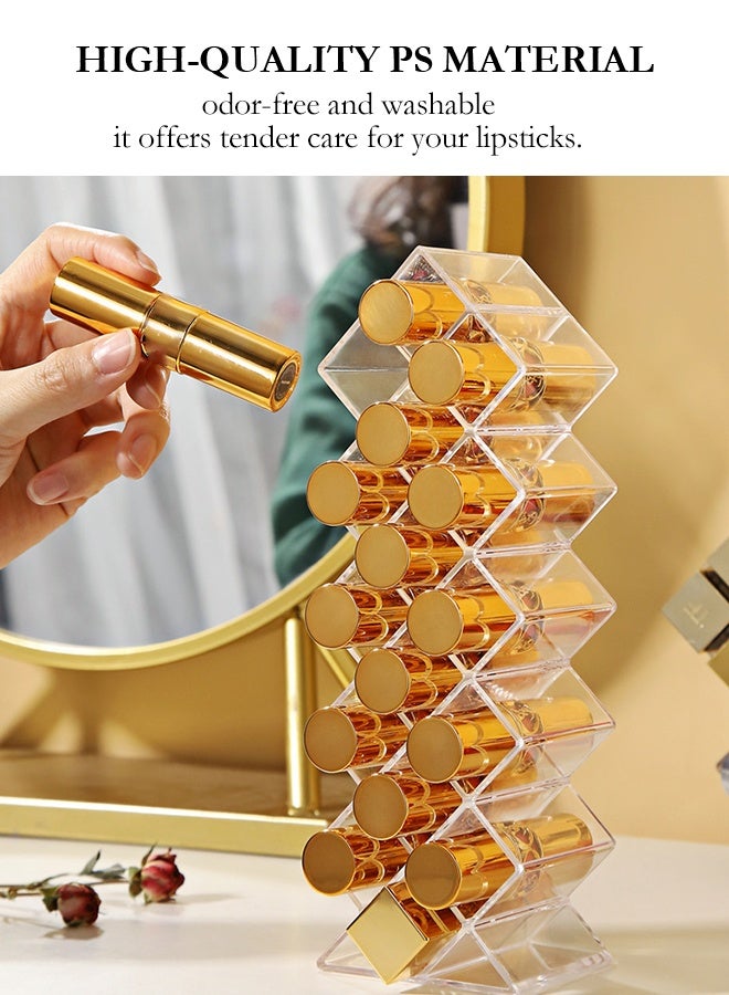 منظم مكياج عمودي ذو 16 فتحة، حامل لعرض أحمر الشفاه وطلاء الأظافر، رف تخزين مستحضرات التجميل لملمع الشفاه وأحمر الشفاه - Image 2