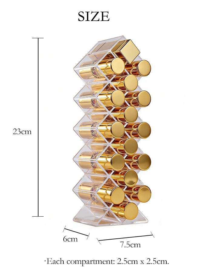 منظم مكياج عمودي ذو 16 فتحة، حامل لعرض أحمر الشفاه وطلاء الأظافر، رف تخزين مستحضرات التجميل لملمع الشفاه وأحمر الشفاه - Image 3