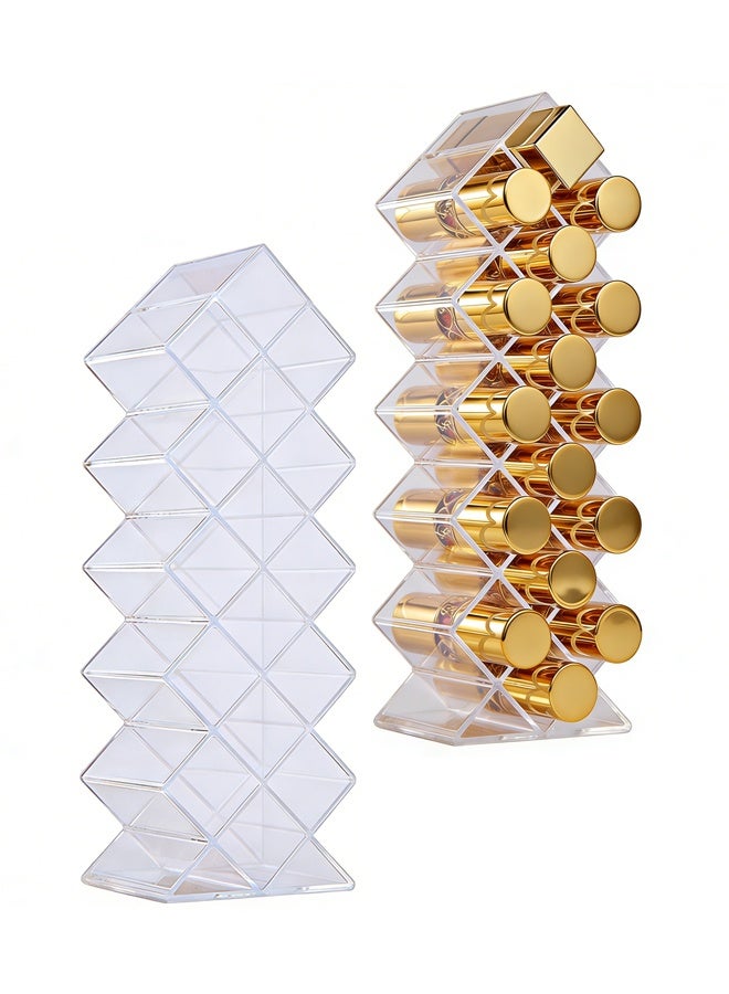 منظم مكياج عمودي ذو 16 فتحة، حامل لعرض أحمر الشفاه وطلاء الأظافر، رف تخزين مستحضرات التجميل لملمع الشفاه وأحمر الشفاه - Image 4