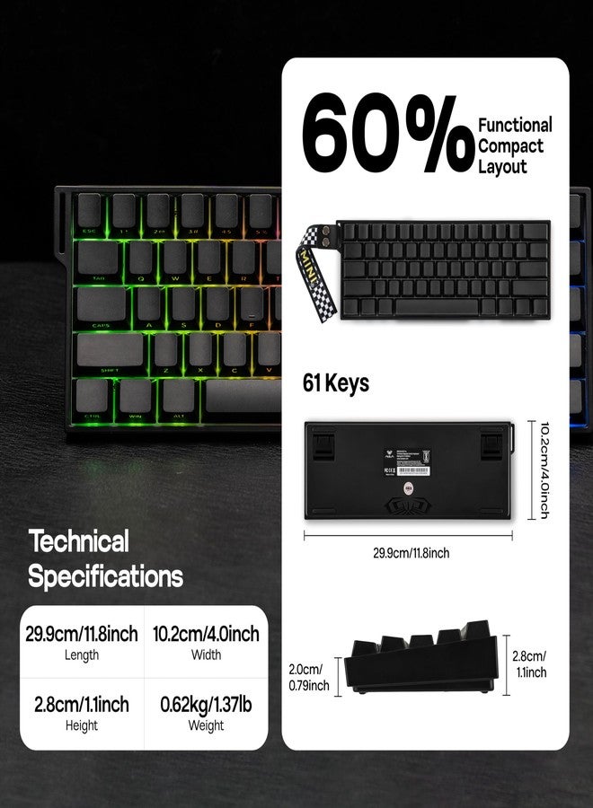 MechLands Aula Mini60 HE PRO Wireless Hall Effect Keyboard, 4000mAh, SOCD & DKS, Magnetic Gaming Keyboard with Fast Trigger, Adjustable Actuation, 8K Polling, RGB Backlit, Sound Dampening (Black) - Image 4