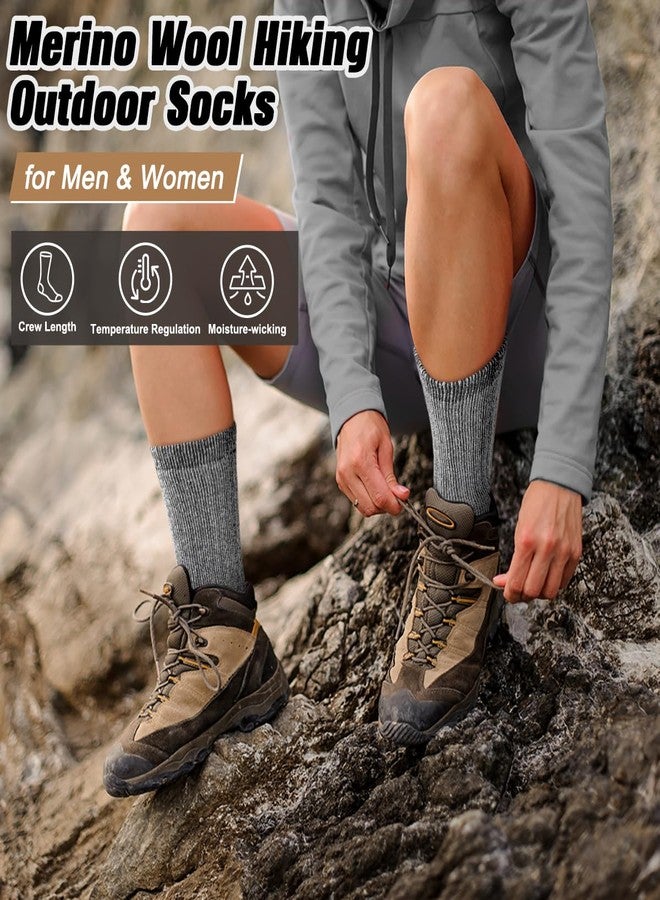 floconssy Merino Wool Hiking Socks Outdoor Cushioned Thermal Warm Winter Boot Crew Socks for Men & Women 3 Pairs Light Grey Size 10-13 - Image 3