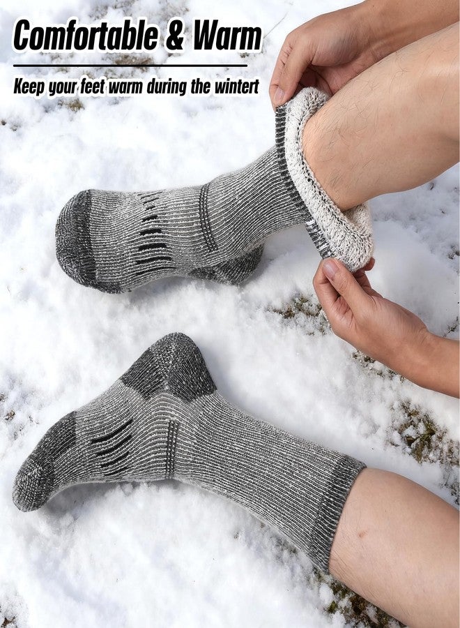 floconssy Merino Wool Hiking Socks Outdoor Cushioned Thermal Warm Winter Boot Crew Socks for Men & Women 3 Pairs Light Grey Size 10-13 - Image 5