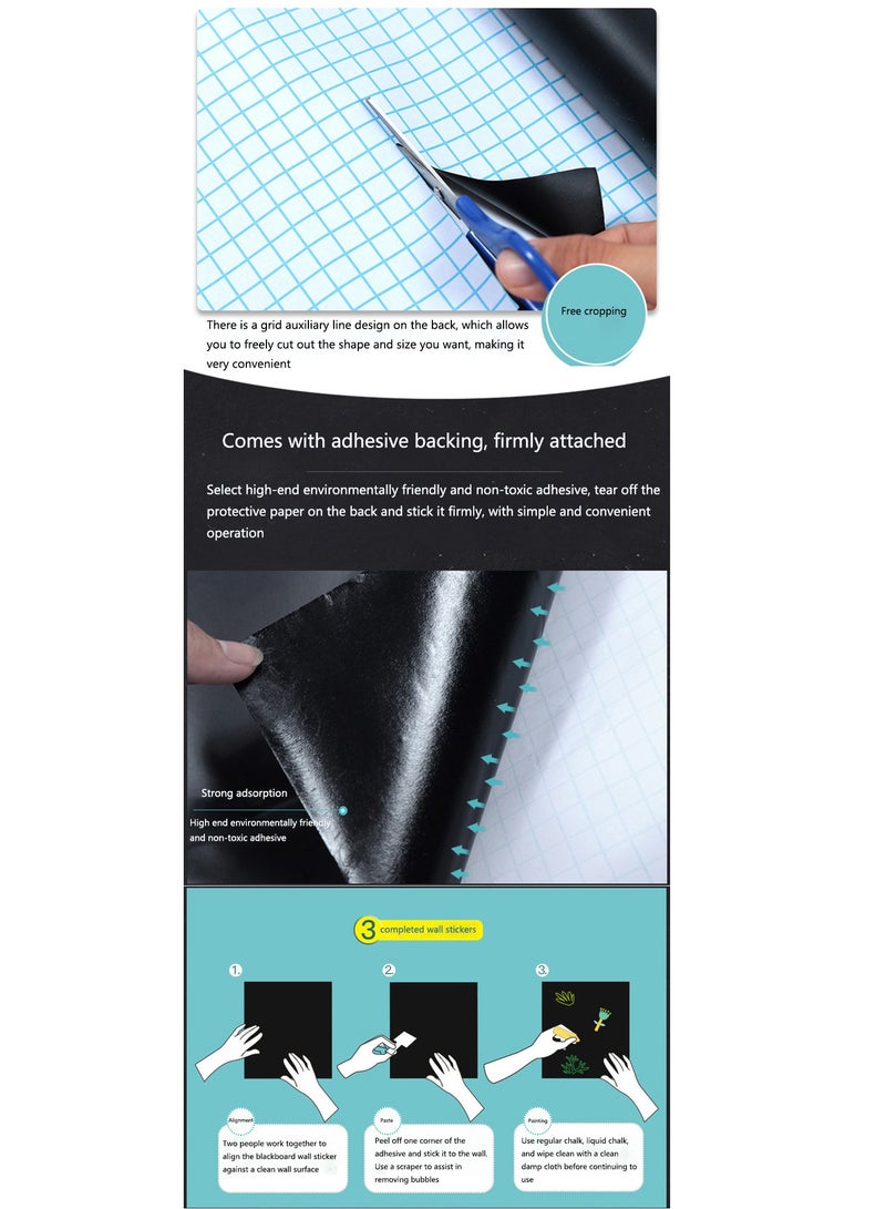 Professional Extra Large Thickened Waterproof 200cm X 60 Cm Removable Dry Erase Self-Adhesive Chalkboard Wall Sticker Decal Roll Black Board Roll With - Image 2