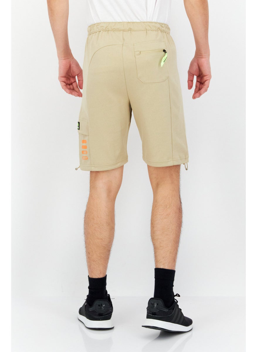 FILA Men Sportswear Fit Band Logo Training Short, Beige  - Image 3