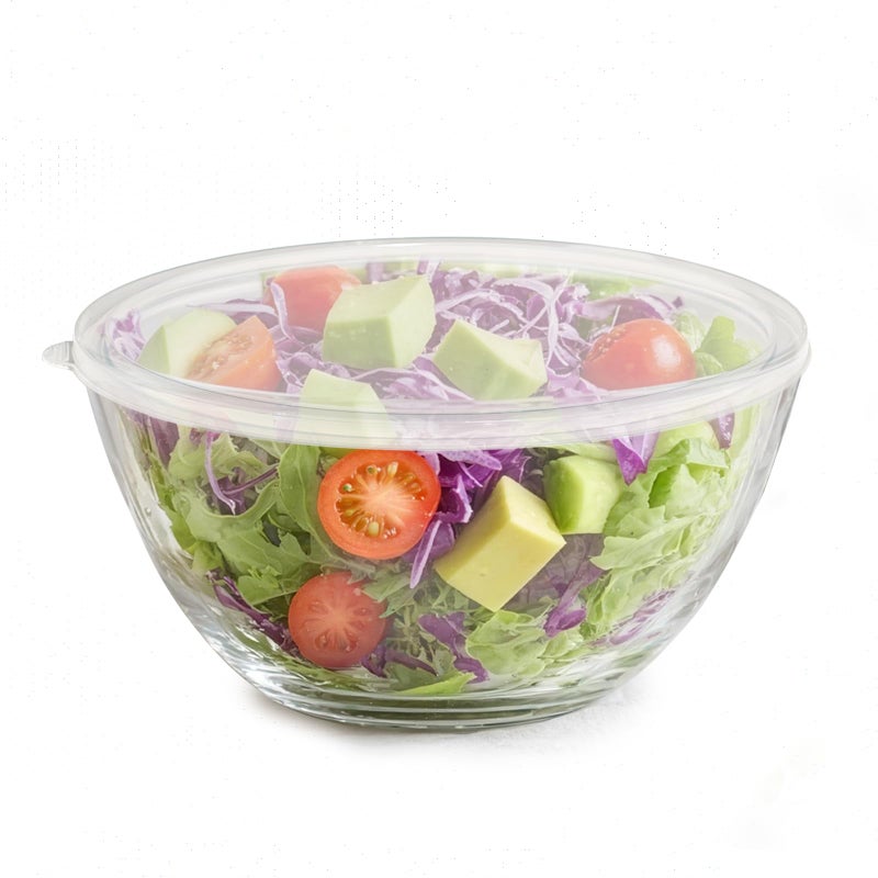 Ronanemon 5 Quart Deep Big Glass Bowl with Lid,10 Inch Large Glass Mixing Bowl for Sourdough Bread Kitchen Salad Bread Storage, For Prepping, Marinating & Brining Kimch (clear) - Image 1