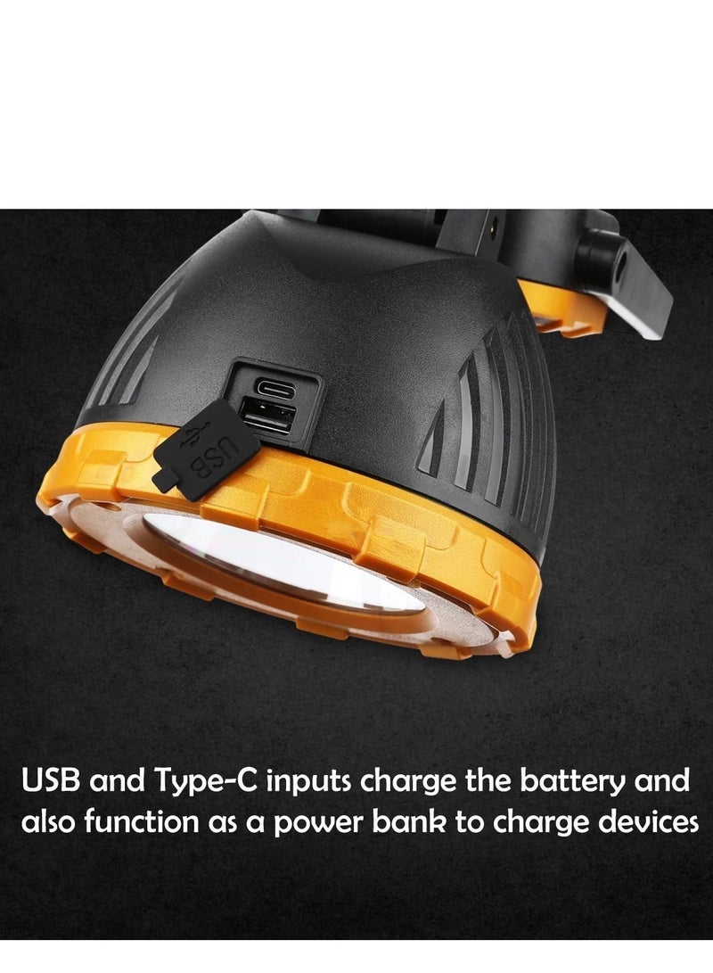Solar Rechargeable LED Work Light Portable High Beam Torch with Foldable Panel, USB Type C Charging Power Bank Function, Rotatable Handle, Multi Mode Flood Light for Camping Emergency Outdoor Repair Garage Use - Image 4