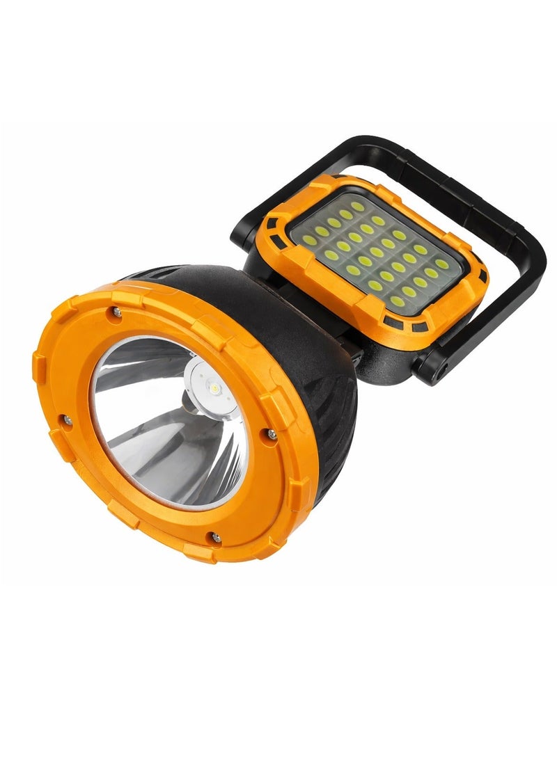 Solar Rechargeable LED Work Light Portable High Beam Torch with Foldable Panel, USB Type C Charging Power Bank Function, Rotatable Handle, Multi Mode Flood Light for Camping Emergency Outdoor Repair Garage Use - Image 1