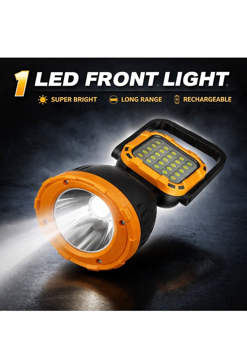 Solar Rechargeable LED Work Light Portable High Beam Torch with Foldable Panel, USB Type C Charging Power Bank Function, Rotatable Handle, Multi Mode Flood Light for Camping Emergency Outdoor Repair Garage Use - Image 2