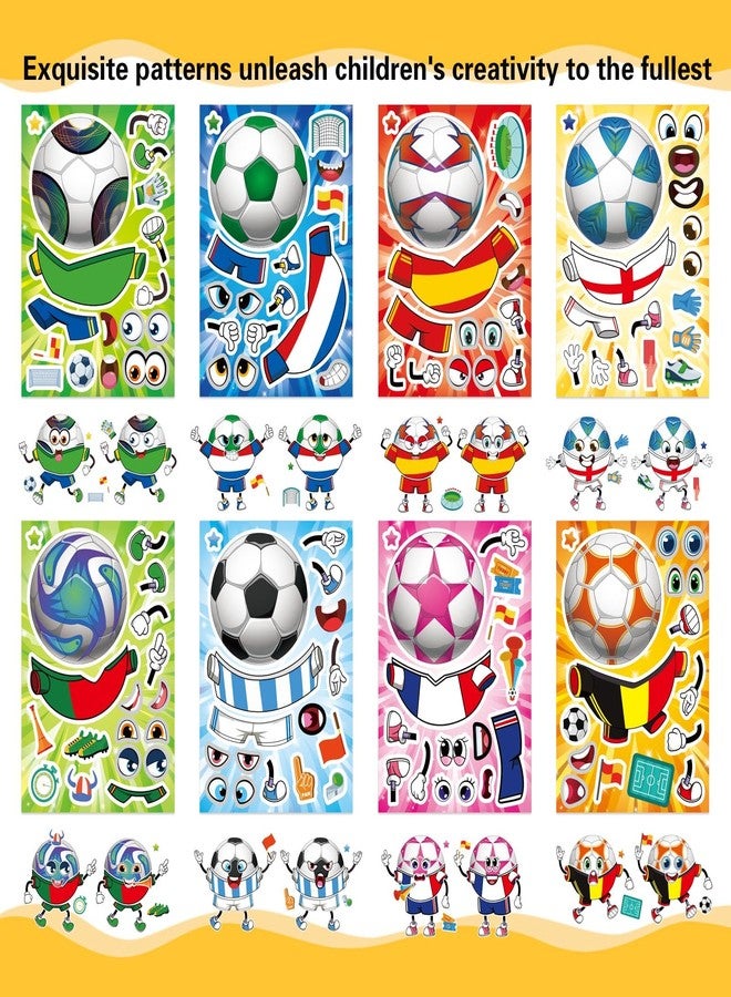 OTAITY 24 Sheets Soccer Stickers for Kids, Make a Face Stickers, Make Your Own Sticker, Goodie Bag Stuffers, Football Gifts, Soccer Party Favors, Classroom Teacher Reward Educational Toy Art Craft - Image 3