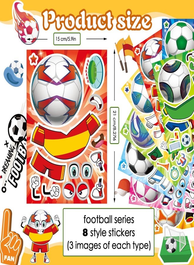 OTAITY 24 Sheets Soccer Stickers for Kids, Make a Face Stickers, Make Your Own Sticker, Goodie Bag Stuffers, Football Gifts, Soccer Party Favors, Classroom Teacher Reward Educational Toy Art Craft - Image 2