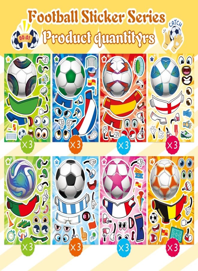 OTAITY 24 Sheets Soccer Stickers for Kids, Make a Face Stickers, Make Your Own Sticker, Goodie Bag Stuffers, Football Gifts, Soccer Party Favors, Classroom Teacher Reward Educational Toy Art Craft - Image 4