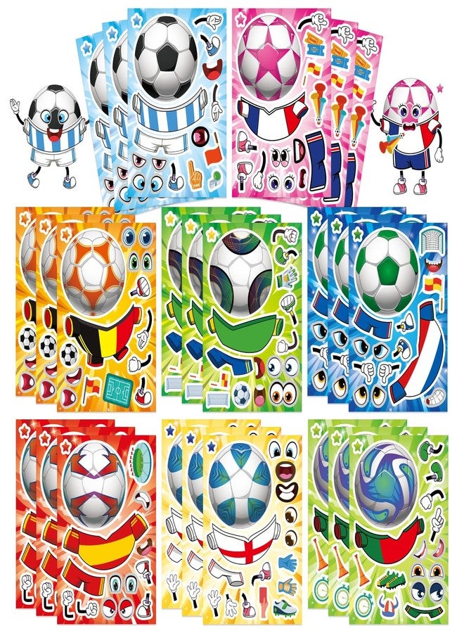 OTAITY 24 Sheets Soccer Stickers for Kids, Make a Face Stickers, Make Your Own Sticker, Goodie Bag Stuffers, Football Gifts, Soccer Party Favors, Classroom Teacher Reward Educational Toy Art Craft - Image 1