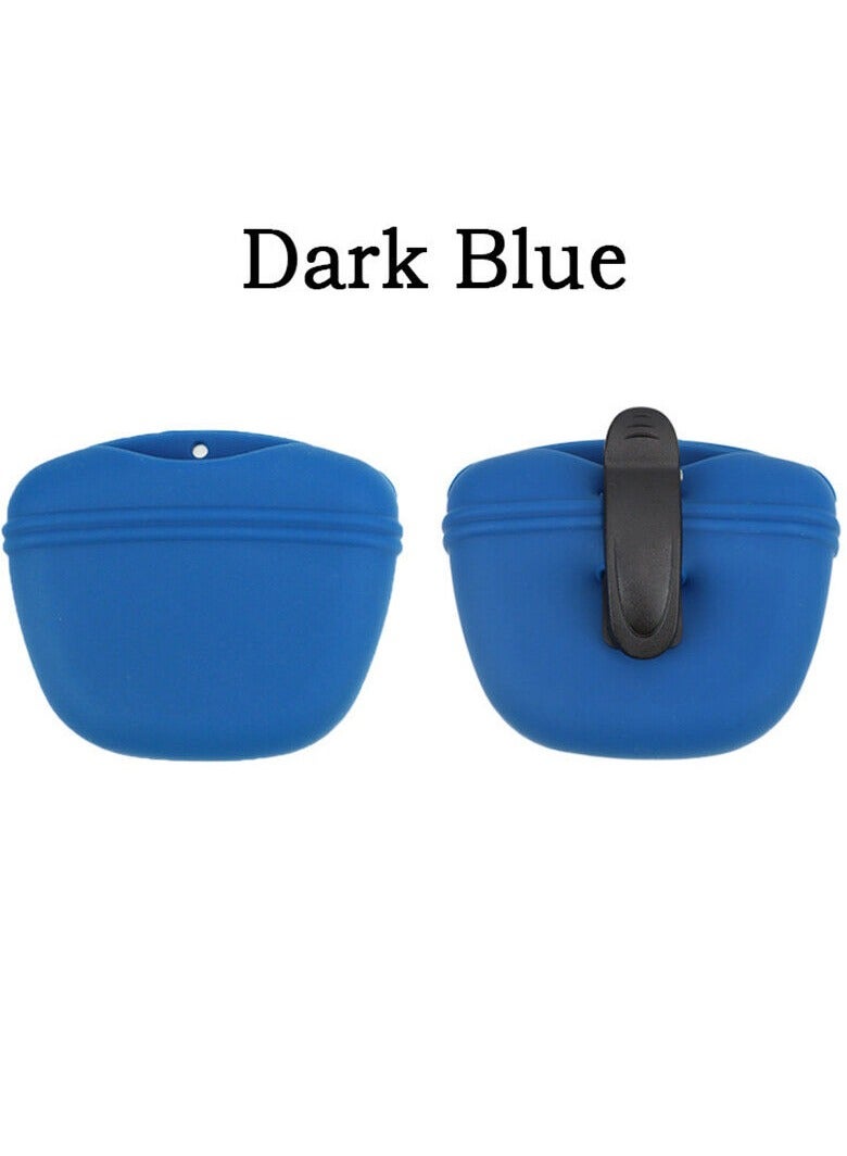 AROAQ Treat Bag For Dogs, Lightweight Silicone Dog Training Bag, Eco Friendly Portable Pet Feeding Bag, Easy To Use Puppy Reward Training Pouch With Magnetic Closure And Waist Clip, (Blue, Pack Of 2pcs) - Image 1
