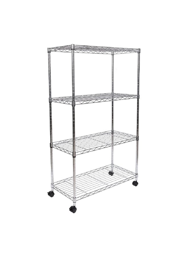 Seville Classics - 4-Tier Rectangular Stainless Steel Storage Shelf with Wheels Silver 48 x 30 x 14 Inch SHE14304 - Image 1