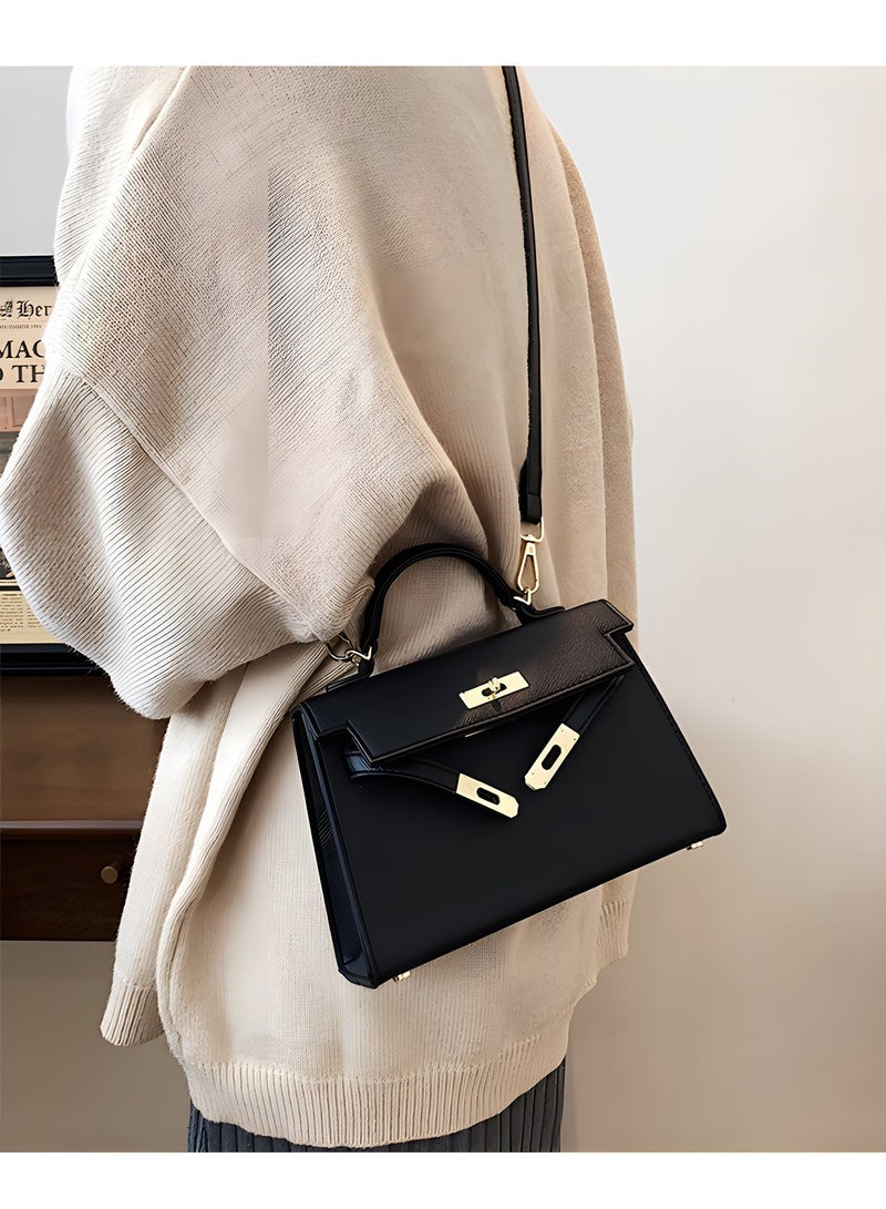 Warme Women's Satchel Handbag Shoulder bag  for Women Crossbody Bags Top Handle Satchel with Detachable Strap Luxury Tote Work Bag PU Fashion Designer Handbags Purses For Playing, Shopping, Dating,Work(Black) - Image 3