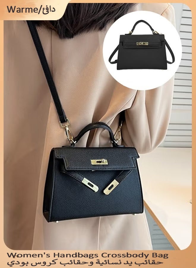 Warme Women's Satchel Handbag Shoulder bag  for Women Crossbody Bags Top Handle Satchel with Detachable Strap Luxury Tote Work Bag PU Fashion Designer Handbags Purses For Playing, Shopping, Dating,Work(Black) - Image 1