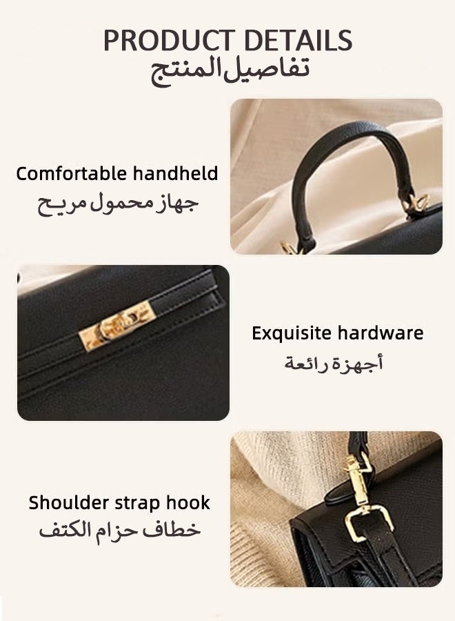 Warme Women's Satchel Handbag Shoulder bag  for Women Crossbody Bags Top Handle Satchel with Detachable Strap Luxury Tote Work Bag PU Fashion Designer Handbags Purses For Playing, Shopping, Dating,Work(Black) - Image 5