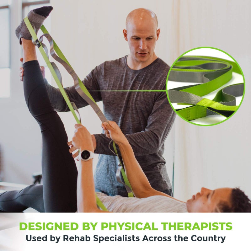 Gradient Fitness Stretching Strap for Physical Therapy, 12 Multi-Loop Stretch Strap 1" W x 8' L, Neoprene Handles, Physical Therapy Equipment, Yoga Straps for Stretching, Leg Stretcher (Green) - Image 3