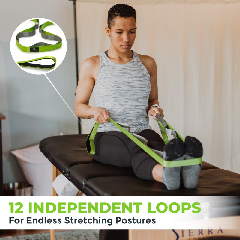 Gradient Fitness Stretching Strap for Physical Therapy, 12 Multi-Loop Stretch Strap 1" W x 8' L, Neoprene Handles, Physical Therapy Equipment, Yoga Straps for Stretching, Leg Stretcher (Green) - Image 4