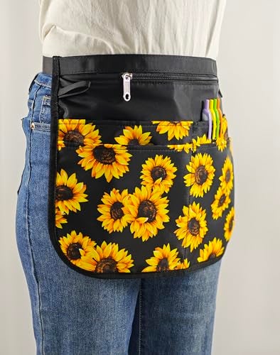 Bafelia Barber Apron with 5 Pockets, Waterproof and Bleach-proof Hair Stylist Apron for Men Women,Hairdresser Apron for Cosmetology (Sunflower) - Image 4