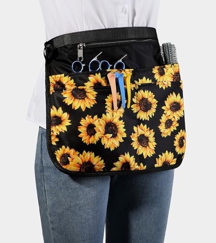 Bafelia Barber Apron with 5 Pockets, Waterproof and Bleach-proof Hair Stylist Apron for Men Women,Hairdresser Apron for Cosmetology (Sunflower) - Image 2