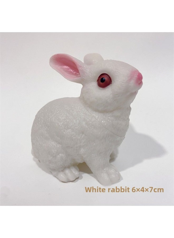 Generic Children's Toys Simulation Static Plastic Animal Model Ornaments 29 Early Education Lion Elephant Crocodile Fox-Color:43g White Rabbit (single)  - Image 1