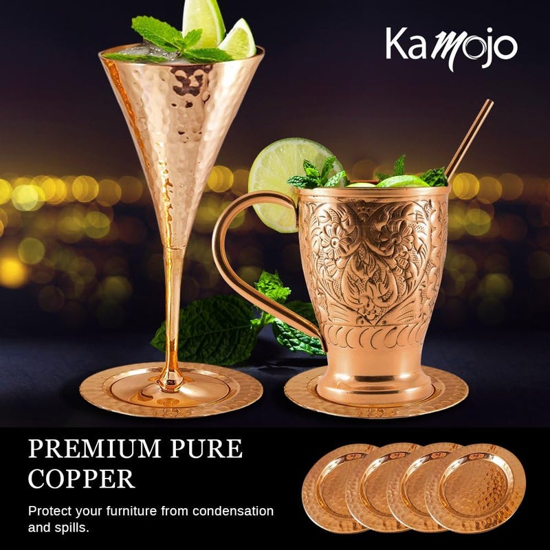 Kamojo مزلاجات نحاسية خالصة من Moscow Mule – لحماية أثاثك؛ مناسبة للكؤوس النحاسية وأكواب الكوكتيل الصغيرة وزجاجات النبيذ الصغيرة – مجموعة هدايا من تتكون من 4 قطع - Image 4