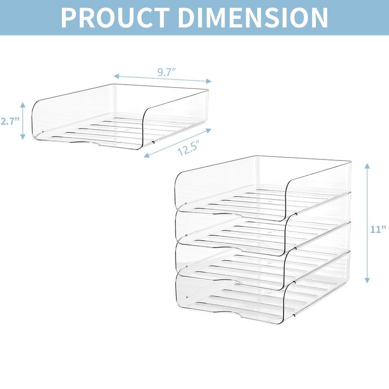 OUTIOE 4-Tier Paper Organizer for Desk, Stackable Desk Organizer Paper Tray, Ideal for Office Supplies, A4 Storage (Clear, 4-Tier) - Image 4