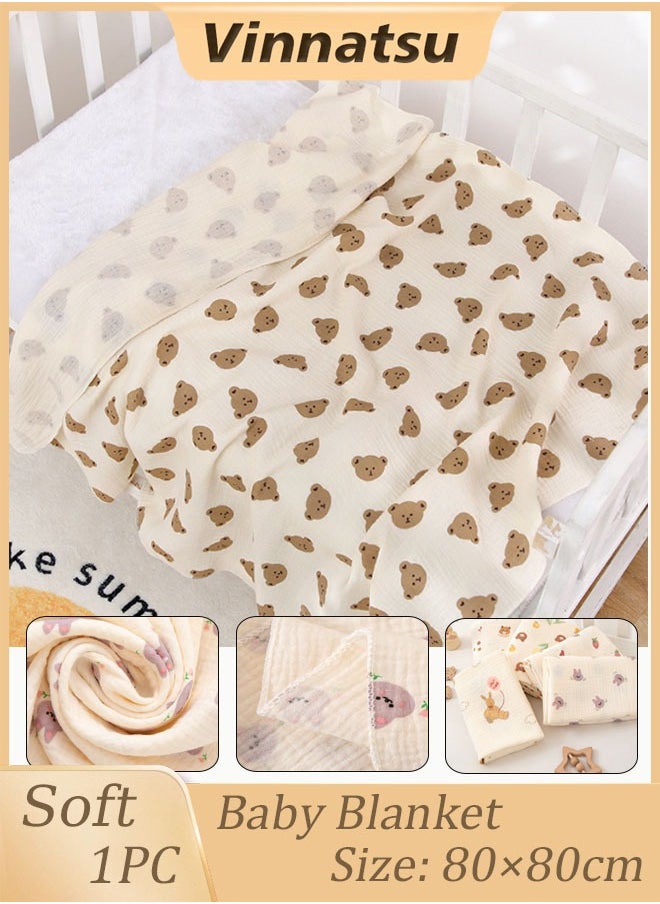 Vinnatsu Double Layer Muslin Baby Blanket Newborn Receive Blanket Cotton Swaddling Wrap Stroller Cover Bedding Baby Items Baby Swaddle Blanket Unisex Swaddles Wrap Soft Silky Muslin Neutral Receiving Blankets  - Image 1