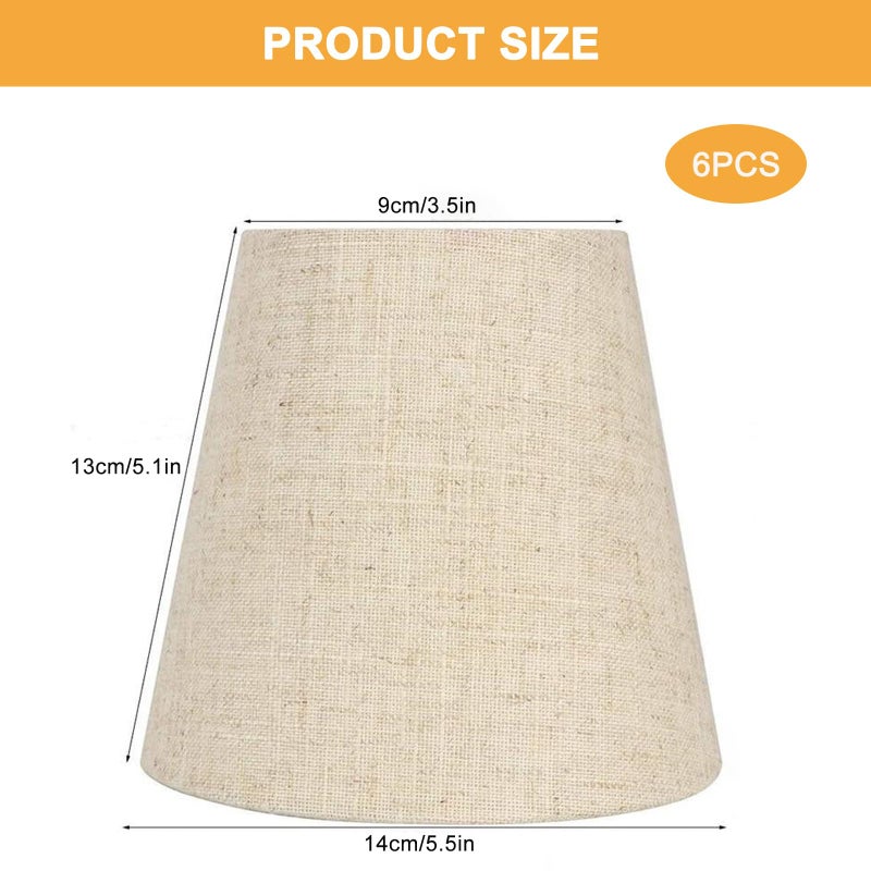 Kenqulio Small Lamp Shades Clip on Bulb, Chandelier Shades Set of 6, Mini Linen Lampshade 3.5x5x5.5in Small Lamp Shade for Chandelier Lamp Replacement - Image 2