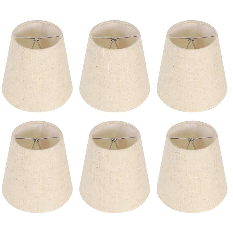 Kenqulio Small Lamp Shades Clip on Bulb, Chandelier Shades Set of 6, Mini Linen Lampshade 3.5x5x5.5in Small Lamp Shade for Chandelier Lamp Replacement - Image 1
